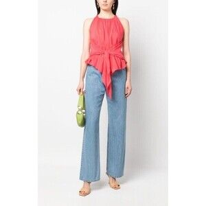 Forte Forte Cotton Silk blend Voile KnottedTop In Red size II